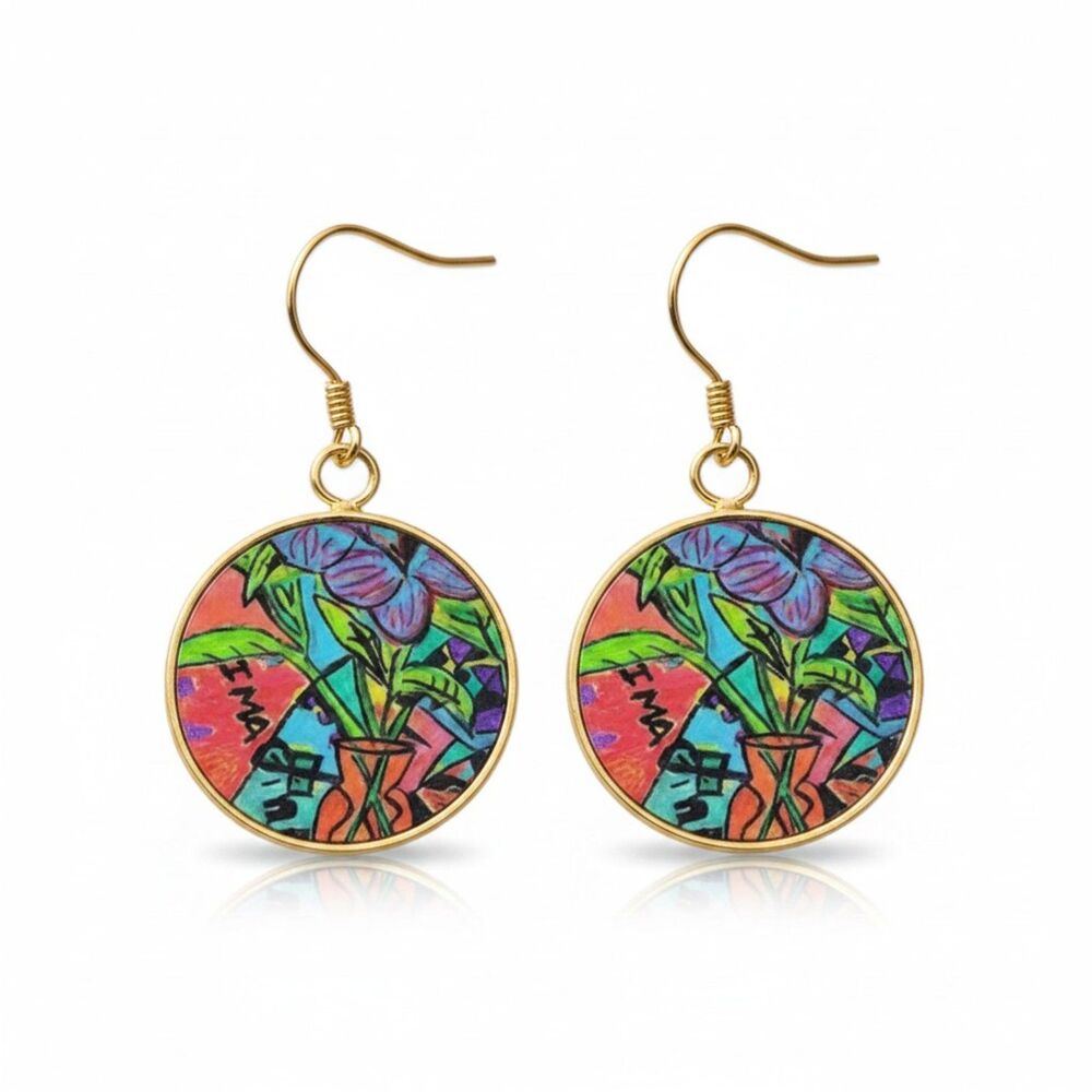 Imagine Bloom | Abstract Floral Expressionism Eva Circular Earrings | Preorder